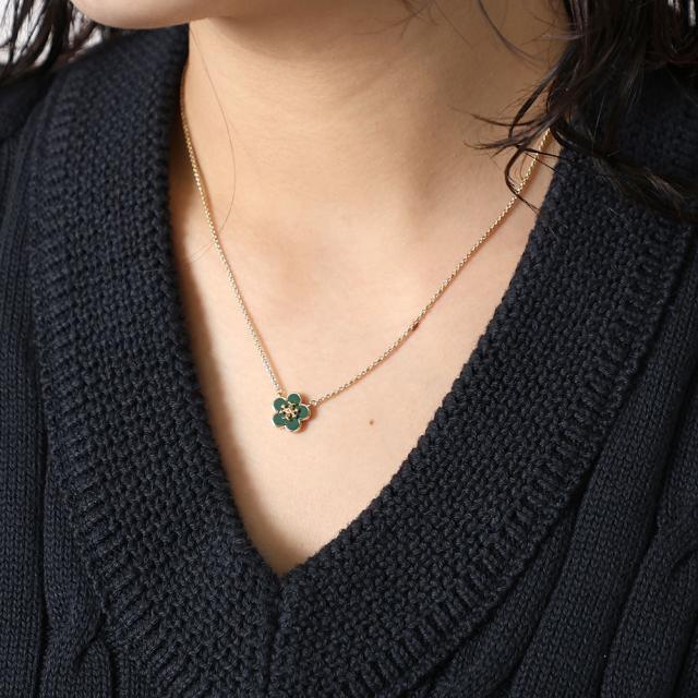 トリーバーチ／TORY BURCH フォーゲットミーノット エナメル フラワー ペンダント ネックレス 18K ニッケルフリー・キラ フラワーチャームネックレス (トリー×ダークケール) 147287 301／Tory Gold*Dark Kale_2