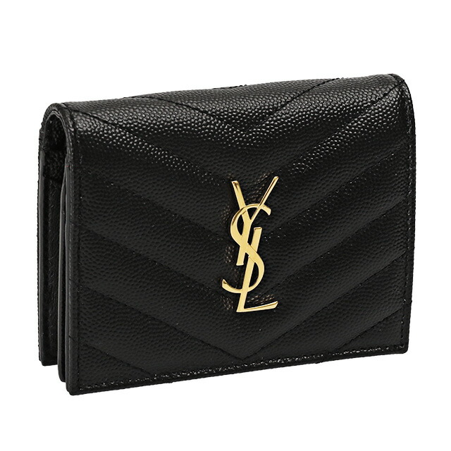 【極美品】サンローラン 財布 YSL キャビアスキン ブラック コンパクト 極美品】サンローラン 財布 YSL キャビアスキン ブラック コンパクト