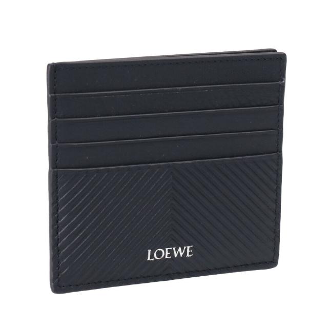 ロエベ　レザー名刺入れ　ネイビー LOEWE（ロエベ） アナグラム エンボス加工 レザー カードケース 名刺