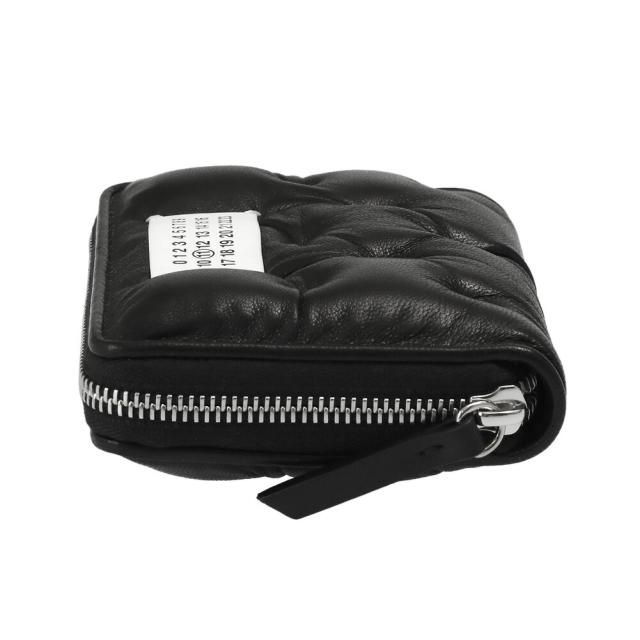 マルジェラ　ブラックレザー ミニ財布 ジッパー付き メゾンマルジェラ MAISON MARGIELA グラムスラム エンブロイダリー