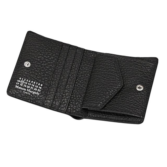 【ポイント5倍】メゾンマルジェラ／MAISON MARGIELA グレインレザー ポッパー ウォレット 2つ折り財布・ミニウォレット(ブラック) S56UI0140 P4455 T8013／BLACK[返品OK]