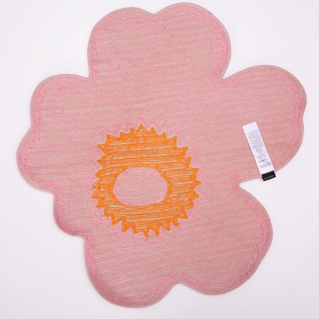 マリメッコ／MARIMEKKO UNIKKO BATH MAT 73x74 cm・ウニッコバスマット 北欧・花柄・オーガニックコットン・フロアマット・足ふきマット (ピンク×オレンジ) 75746 320／PINK*ORANGE_2