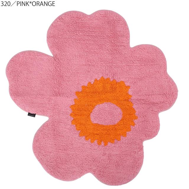 マリメッコ／MARIMEKKO UNIKKO BATH MAT 73x74 cm・ウニッコバスマット 北欧・花柄・オーガニックコットン・フロアマット・足ふきマット (ピンク×オレンジ) 75746 320／PINK*ORANGE_1
