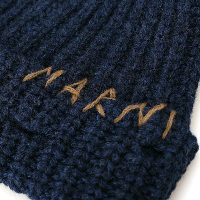 クーポン5%OFF】マルニ／MARNI リブビーニー ハンドステッチロゴ入り