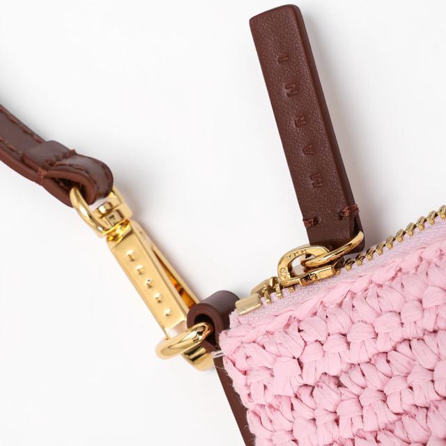 マルニ／MARNI PAPER RAFFIA SEASIDE POUCH・ペーパーラフィア製 シーサイドポーチ ショルダーバッグ・ロゴ入り・ポシェット・ポーチ PHMO0046U0 P9110 ZP200／ローズピンク×ポンペイレッド×キャロットオレンジ[返品OK]★クーポン5%OFF_7