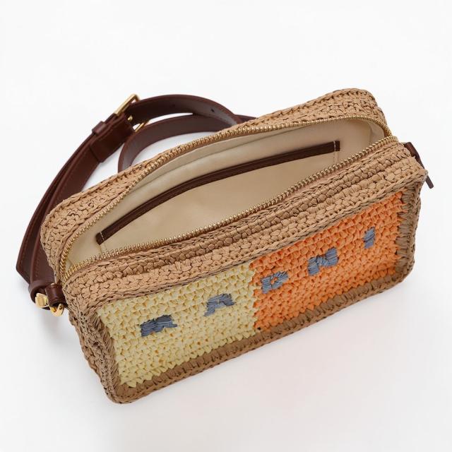 マルニ／MARNI SEASIDE シーサイド カメラバッグ ショルダーバッグ・ラフィア・ロゴ入り・ミニバッグ(イエロー×オレンジ・ピンク×ワインレッド) SBMP0276U0 P9110 ZP196・ZP198[返品OK]★クーポン5%OFF_9