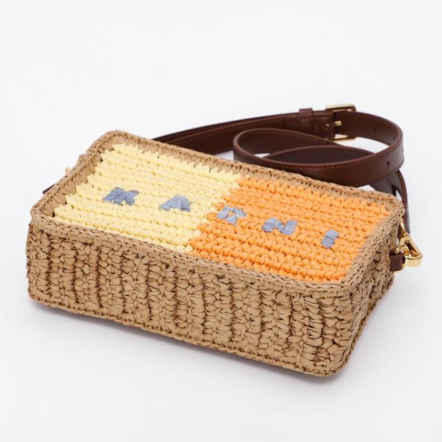 マルニ／MARNI SEASIDE シーサイド カメラバッグ ショルダーバッグ・ラフィア・ロゴ入り・ミニバッグ(イエロー×オレンジ・ピンク×ワインレッド) SBMP0276U0 P9110 ZP196・ZP198[返品OK]★クーポン5%OFF_4