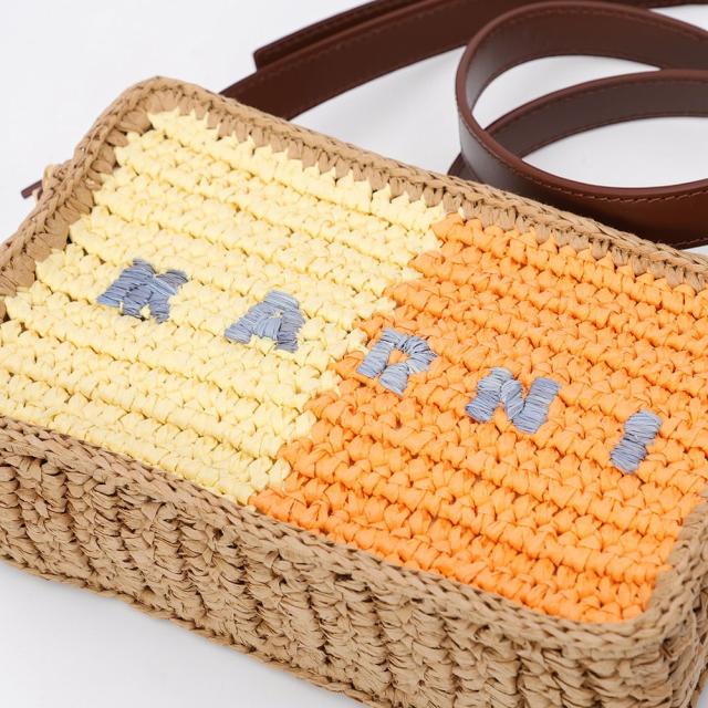 マルニ／MARNI SEASIDE シーサイド カメラバッグ ショルダーバッグ・ラフィア・ロゴ入り・ミニバッグ(イエロー×オレンジ・ピンク×ワインレッド) SBMP0276U0 P9110 ZP196・ZP198[返品OK]★クーポン5%OFF_5