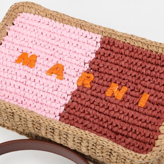 マルニ／MARNI SEASIDE シーサイド カメラバッグ ショルダーバッグ・ラフィア・ロゴ入り・ミニバッグ(イエロー×オレンジ・ピンク×ワインレッド) SBMP0276U0 P9110 ZP196・ZP198[返品OK]★クーポン5%OFF_15