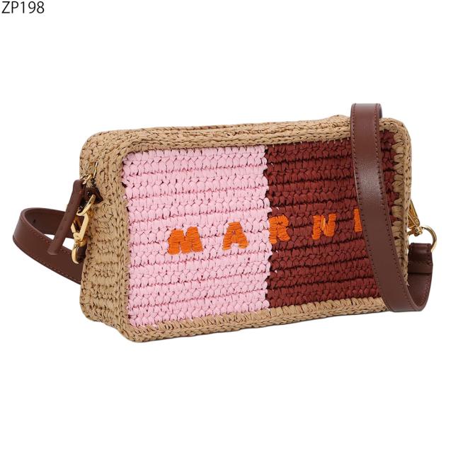 マルニ／MARNI SEASIDE シーサイド カメラバッグ ショルダーバッグ・ラフィア・ロゴ入り・ミニバッグ(イエロー×オレンジ・ピンク×ワインレッド) SBMP0276U0 P9110 ZP196・ZP198[返品OK]★クーポン5%OFF_12