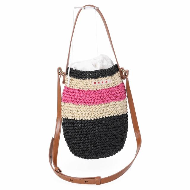 マルニ キッズ MARNI KID'S M01827 M00WQ 0M860 TEA BAG MW109F ストライプ 2WAYバッグ ミニかご ロゴ マルチカラー (ブラック×ピンク×ベージュ)[並行輸入/海外正規品/返品可]★クーポン5%OFF_2