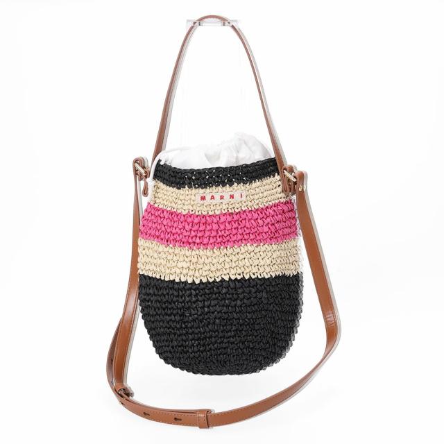 マルニ キッズ MARNI KID'S M01827 M00WQ 0M860 TEA BAG MW109F ストライプ 2WAYバッグ ミニかご ロゴ マルチカラー (ブラック×ピンク×ベージュ)[並行輸入/海外正規品/返品可]★クーポン5%OFF_3