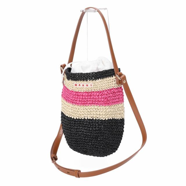 マルニ キッズ MARNI KID'S M01827 M00WQ 0M860 TEA BAG MW109F ストライプ 2WAYバッグ ミニかご ロゴ マルチカラー (ブラック×ピンク×ベージュ)[並行輸入/海外正規品/返品可]★クーポン5%OFF_5