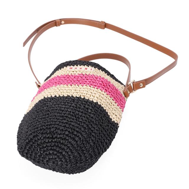 マルニ キッズ MARNI KID'S M01827 M00WQ 0M860 TEA BAG MW109F ストライプ 2WAYバッグ ミニかご ロゴ マルチカラー (ブラック×ピンク×ベージュ)[並行輸入/海外正規品/返品可]★クーポン5%OFF_6