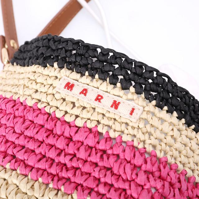 マルニ キッズ MARNI KID'S M01827 M00WQ 0M860 TEA BAG MW109F ストライプ 2WAYバッグ ミニかご ロゴ マルチカラー (ブラック×ピンク×ベージュ)[並行輸入/海外正規品/返品可]★クーポン5%OFF_7