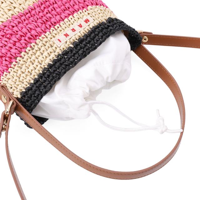 マルニ キッズ MARNI KID'S M01827 M00WQ 0M860 TEA BAG MW109F ストライプ 2WAYバッグ ミニかご ロゴ マルチカラー (ブラック×ピンク×ベージュ)[並行輸入/海外正規品/返品可]★クーポン5%OFF_8