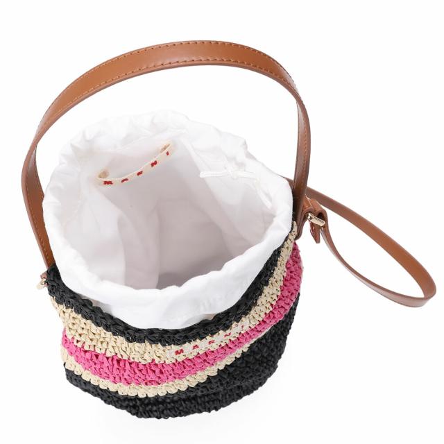 マルニ キッズ MARNI KID'S M01827 M00WQ 0M860 TEA BAG MW109F ストライプ 2WAYバッグ ミニかご ロゴ マルチカラー (ブラック×ピンク×ベージュ)[並行輸入/海外正規品/返品可]★クーポン5%OFF_9