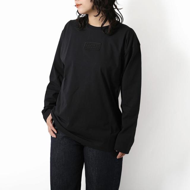 【タイムセール＆クーポン5%OFF】エムエムシックスキッズ・メゾンマルジェラ／MM6 KID'S・MAISON MARGIELA　レディース　ロングTシャツ・カットソー・ロンT・スウェット・ナンバリングロゴ・刺繍パッチ・長袖(ブラック) M60910 MM04I M6900／12Y・14Y／BLACK[返品OK]