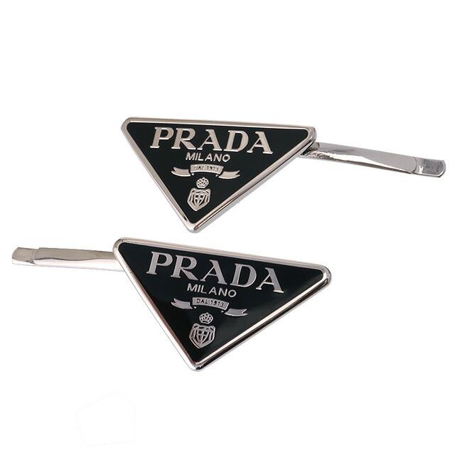 PRADA　プラダ　1IF051　トライアングル　ロゴ　ヘアピン　2個セット PRADA プラダ 1IF051 トライアングル ロゴ ヘアピン 2個セット