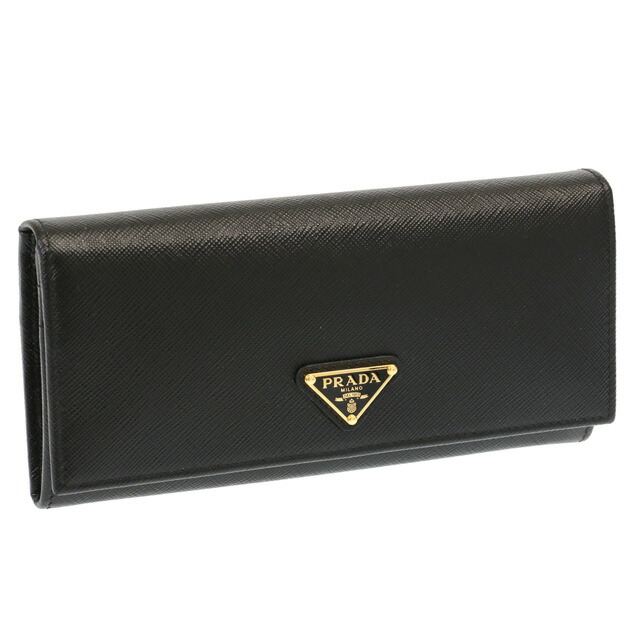 【クーポン5%OFF】プラダ／PRADA サフィアーノトライアングル 財布三角ロゴ・型押しレザー2つ折り長財布(ブラック) 1MH132 SAFFIANO TRIANG(QHH) NERO[返品OK]