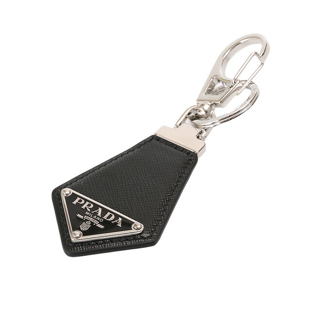 【クーポン5%OFF】プラダ／PRADA サフィアーノレザー キーリング・トライアングルロゴ・キーホルダー・ストラップ(ブラック) 2PP041 SAFFIANO NERO／BLACK[返品OK]