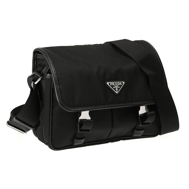 【タイムセール&クーポン5%OFF】プラダ／PRADA Re Nylon xサフィアーノレザー ショルダーバッグ斜めがけショルダーバッグ・メッセンジャーバッグ(ブラック) 2VD769 TESSUTO+SAFFIANO(2DMH XLO)NERO[返品無料]