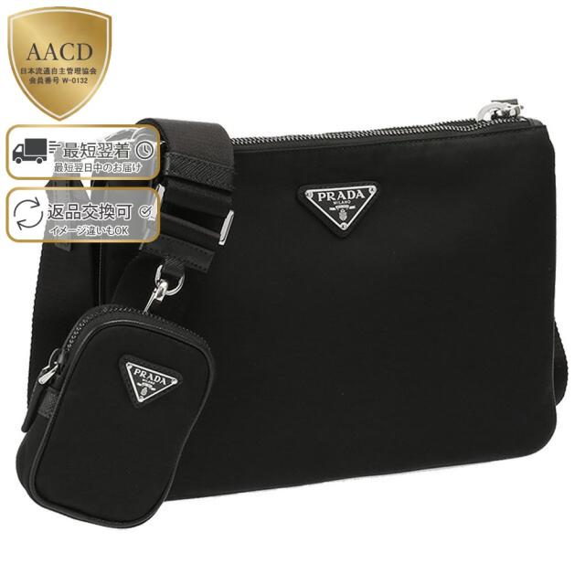 プラダ／PRADA サフィアーノレザー ショルダーバッグトライアングルロゴ・斜め掛けショルダーバッグ・クラッチバッグ(ブラック) 2VH120 TESSUTO SAFFIANO(2DMH)NERO