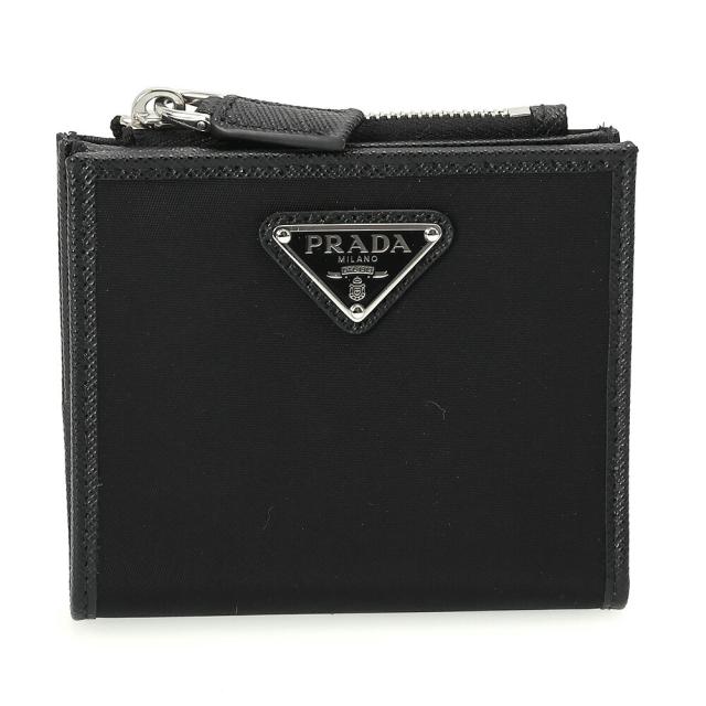 プラダ／PRADARe Nylon xサフィアーノレザー 2つ折り財布・コンパクトウォレット(ブラック) 2ML049 TESSUTO+SAFFIANO(2DMH) NERO[並行輸入/海外正規品/返品可]★クーポン5%OFF_1