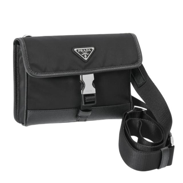 【クーポン5%OFF】プラダ／PRADA Re-Nylon xサフィアーノレザー スマートフォンケース ID＆ストラップ付携帯ケース(ブラック) 2ZH108 TESSUTO + SAFFIANO(2DMH)NERO[返品無料]