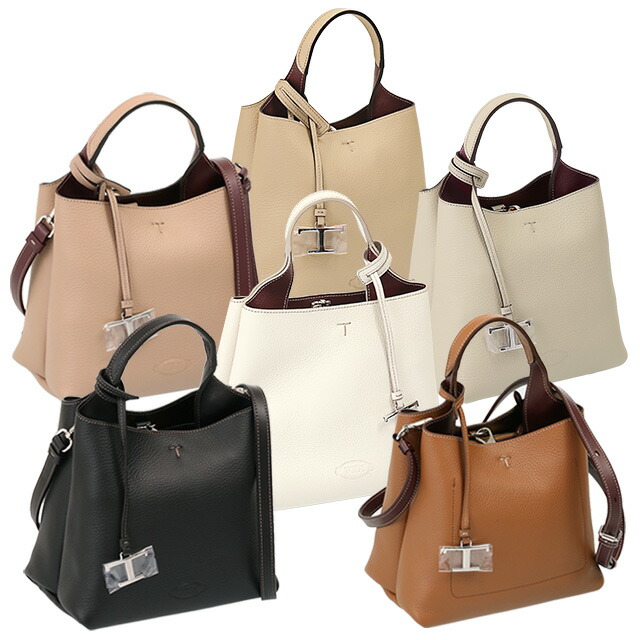 【クーポン5%OFF】トッズ／TOD'Sレザー バッグ ミニ T タイムレス 2WAYハンド&ショルダーバッグ(ブラック・ピンクベージュ・ブラウン・ホワイト・クリーム) XBWAPAA9100 QNK B999・5O87・9P13・5O90・9P09・6O44／NERO・PINK・BROWN・GRAY・WHITE[返品無料]