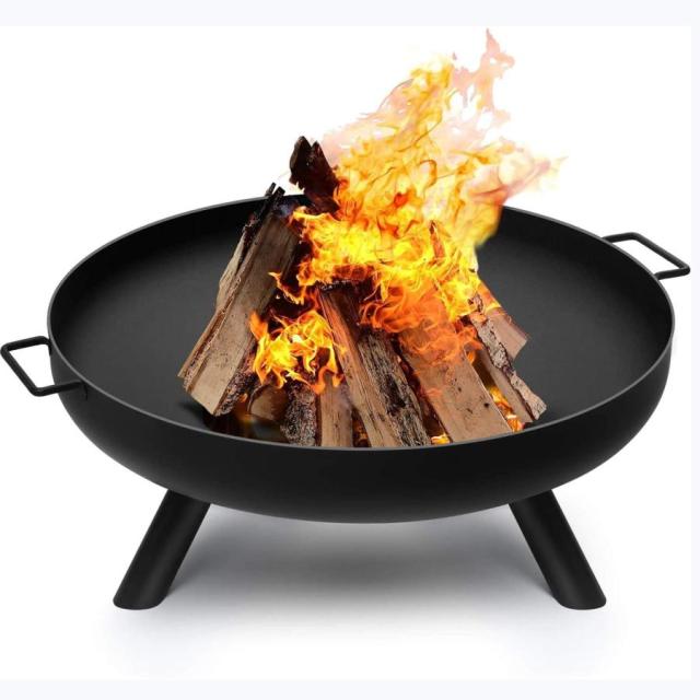 大型丸型ファイヤーピット、屋外薪火ボウル、防錆鋳鉄暖炉、屋外裏庭デッキ