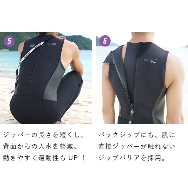 ウェットスーツ メンズ 2ピース 2.5mm×1.5mm ロングジョン ジャケット スキン ストレッチ ジャージ 日本人サイズ サーフィン SUP ダイビング シュノーケリング ヘレイワホ HeleiWaho CLASSICシリーズ 海水浴 ビーチアイテム 海遊び