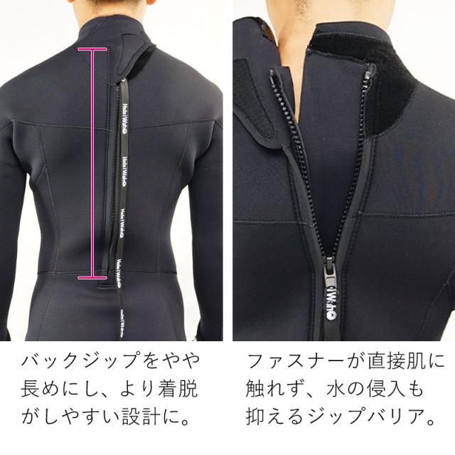 フルスーツ 5×4mm ウェットスーツ メンズ ロングファスナー 手足首ファスナー付 ストレッチ ジャージ 着脱性 保温 サーフィン SUP ダイビング シュノーケリング ヘレイワホ HeleiWaho CLASSICシリーズ 海水浴 ビーチアイテム 海遊び