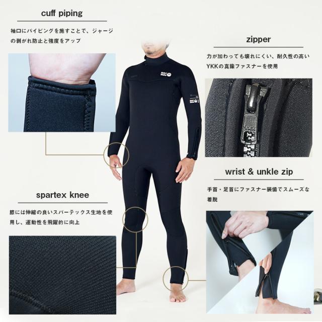 フルスーツ 5mm ウェットスーツ メンズ 両面ジャージ 手足首ファスナー付 耐久性 着脱性 保温 日本人サイズ サーフィン SUP ダイビング シュノーケリング ヘレイワホ HeleiWaho ToughLineシリーズ 海水浴 ビーチアイテム 海遊び