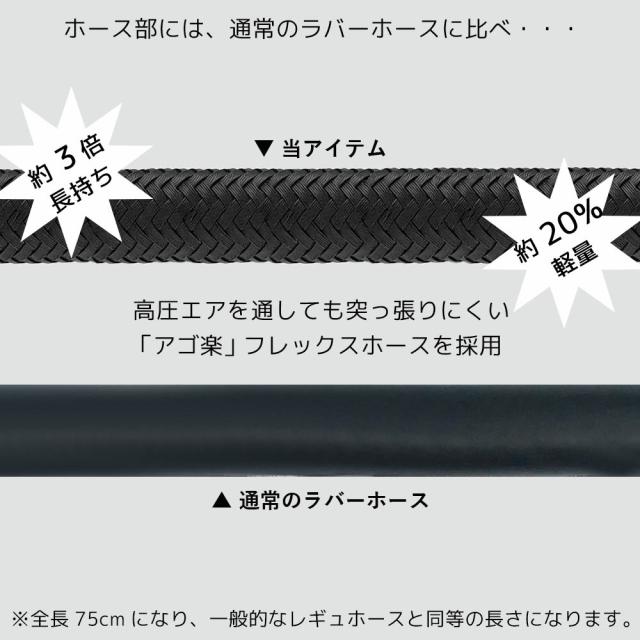 レギュレーター フレックス ホース 75cm The Standard ザ・スタンダード ダイビング アクセサリー パーツ 交換用ホース スイベル アダプター 一体型 アゴ楽 あごらく_4
