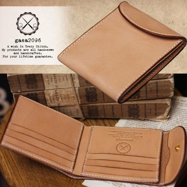 小さい財布 三つ折り財布 栃木レザー ヌメ革 ミニ財布 ヌメ革財布 オーダーメイド コンパクト レス ガイア2096