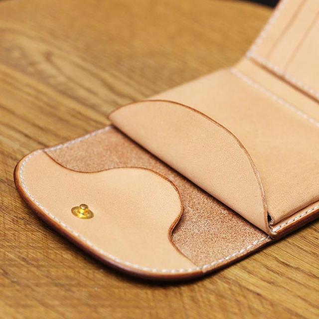 小さい財布 三つ折り財布 栃木レザー ヌメ革 ミニ財布 ヌメ革財布 オーダーメイド コンパクト コインレス ガイア2096_9