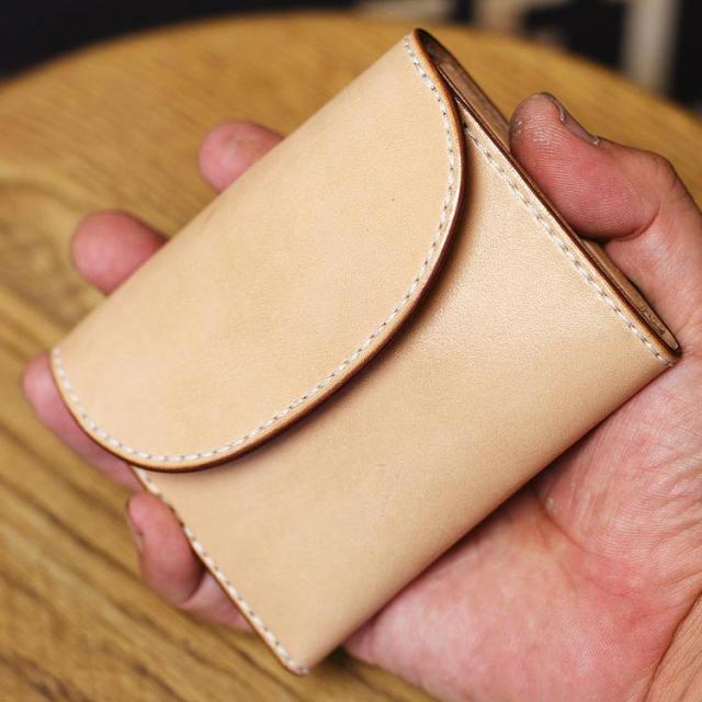 小さい財布 三つ折り財布 栃木レザー ヌメ革 ミニ財布 ヌメ革財布 オーダーメイド コンパクト コインレス ガイア2096_11