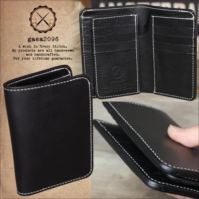 イタリアンレザー New York 二つ折り 本革財布 ミドルウォレット 革財布 メンズ ミドル財布 手縫い 職人 手作り 小銭入れなし ガイア2096