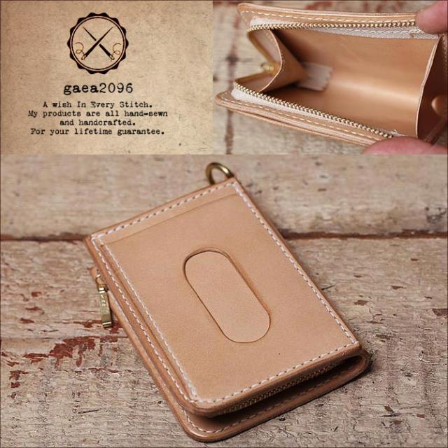 パスケース 栃木レザー ヌメ革 本革財布 オーダーメイド 小銭入れ サドルレザー 手縫い 経年変化 エイジング ガイア2096