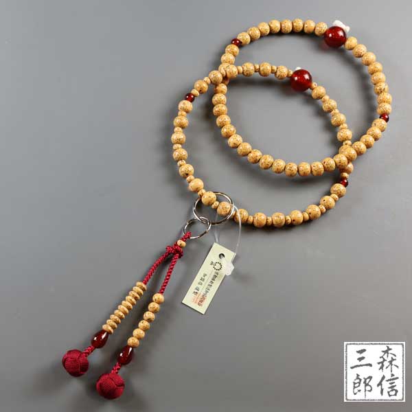 数珠 女性用 浄土宗専用 京念珠 星月菩提樹 赤メノウ 瑪瑙 六万浄土 (房色・赤 小田巻) (京念珠正規品保証 木製 本式 正式 数珠 念誦 葬式 法要 京都 紳士服 レディース 婦人用 綺麗 かわいい きれい 高級 知恩院)