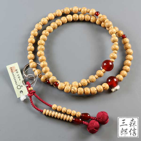 数珠 女性用 浄土宗専用 京念珠 星月菩提樹 赤メノウ 瑪瑙 六万浄土 (房色・赤 小田巻) (京念珠正規品保証 木製 本式 正式 数珠 念誦 葬式 法要 京都 紳士服 レディース 婦人用 綺麗 かわいい きれい 高級 知恩院)