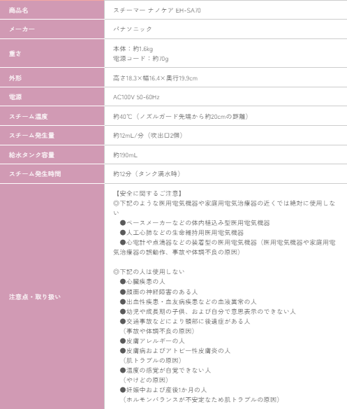 スチーム×アロマ×あかりの新体験】 ナノサイズ濃密ダブルスチーム