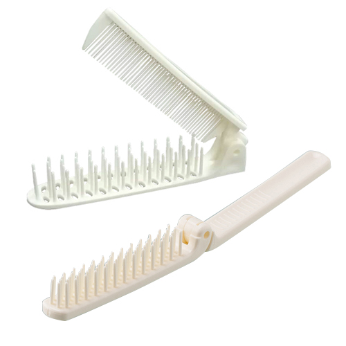 【あす着】業務用 二つ折りスケルトンヘアーブラシ(コームなし・コーム付き2way 2種から選択可)×1500個セット  - コンパクトに折りたたんで持ち運びにかさばりません。【ホテルアメニティ】【使い捨てヘアブラシ】【個包装タイプ】【送料無料】 あす着」業務用 二つ折りスケルトンヘアーブラシ(コームなし・コーム