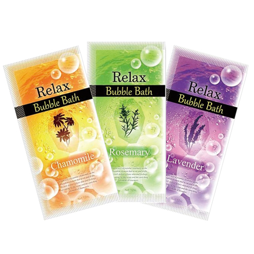 【あす着】 業務用 リラックス バブルバス (Relax Bubble Bath) 12mL ×300個(カモミール･ラベンダー･ローズマリーから選択) - 潤い成分ヒアルロン酸とトレハロースを配合した泡風呂タイプの入浴剤【ホテルアメニティ】【入浴剤】【パウチ】 あす着」 業務用 リラックス バブルバス (Relax Bubble Bath) 12mL