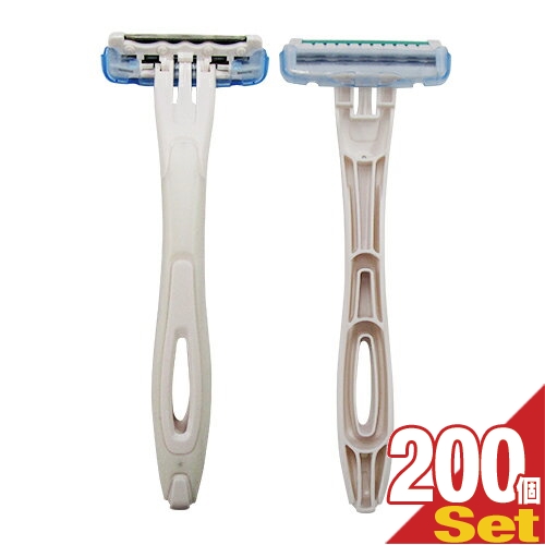 「あす着」貝印(KAI) 業務用 使い捨てカミソリ3枚刃 (スムーサー付) ×200個 - 衛生的で携帯に便利。ホテル、温泉・銭湯・サウナ、髭剃り、ヒゲソリ「ホテルアメニティ」「個包装タイプ」「送料無料」