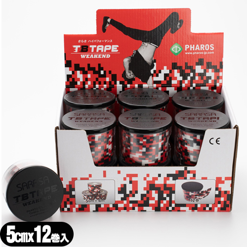 「テーピングテープ」ファロス(PHAROS) さらさ ハイパフォーマンス TB TAPE (ティービーテープ) WEAKEND 5.0cmx4m プラスチックケース付 1巻入x12個セット 「送料無料」