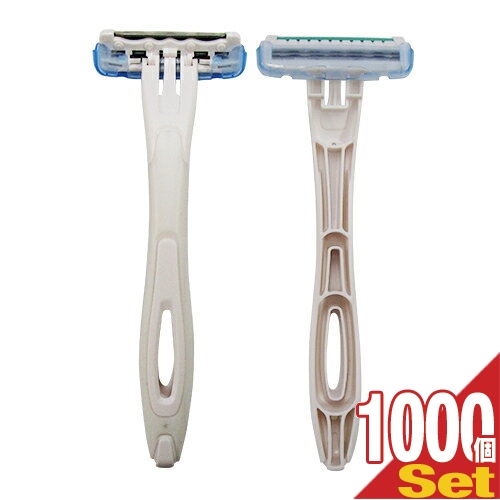 貝印(KAI) 業務用 使い捨てカミソリ3枚刃 (スムーサー付) ×1000個 - 衛生的で携帯に便利。ホテル、温泉・銭湯・サウナ、髭剃り、ヒゲソリ(ホテルアメニティ)(個包装タイプ)(送料無料)(DT)