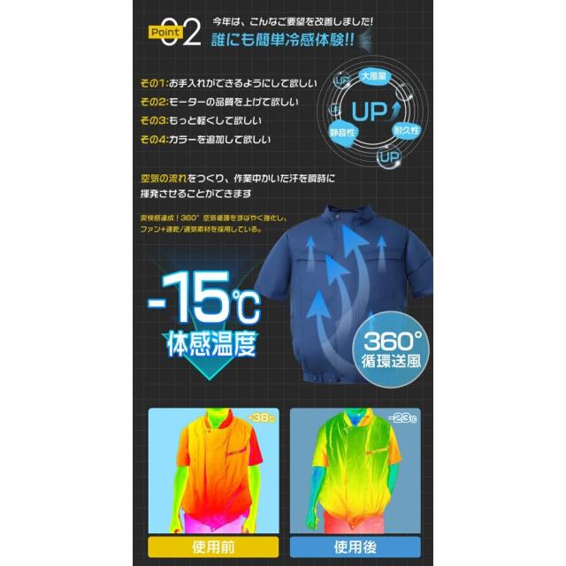 正規品」「-15℃冷却効果」ファン付き作業服 バッテリー ファンセット
