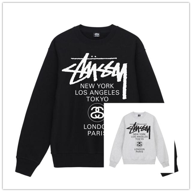 STUSSY ステューシー STUSSY WORLD TOUR CREW ステューシートレーナー 裏起毛 スウェット 3913658 [並行輸入品]